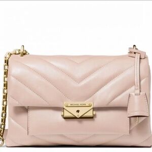 Michael Kors Cece Chevron Quilted Lambskin Leather Medium Chain Crossbody